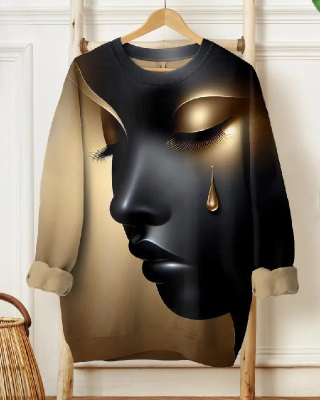 Golden Tears Black Woman Art Long Sleeve Sweatshirt