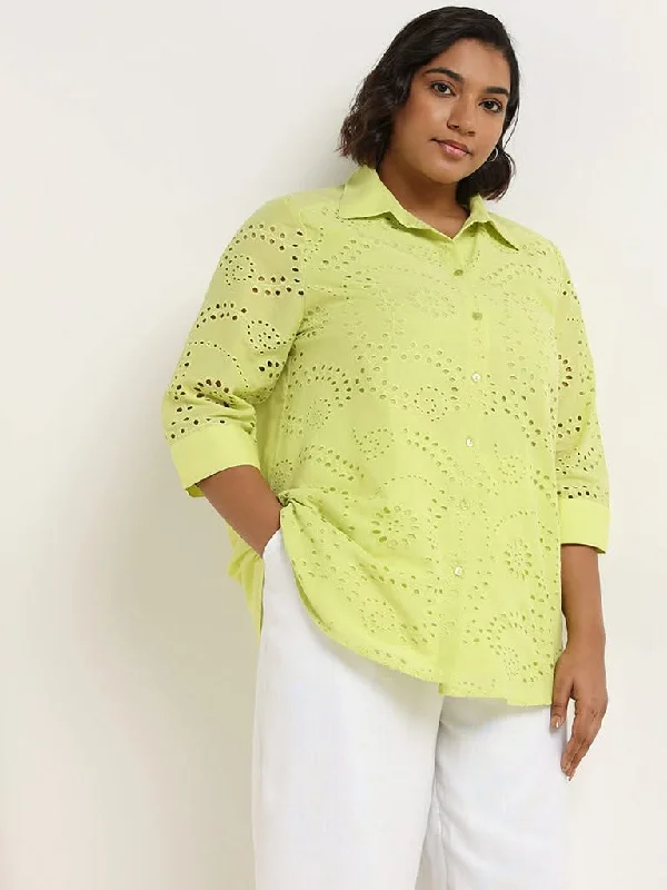 Gia Green Schiffli Cotton Shirt