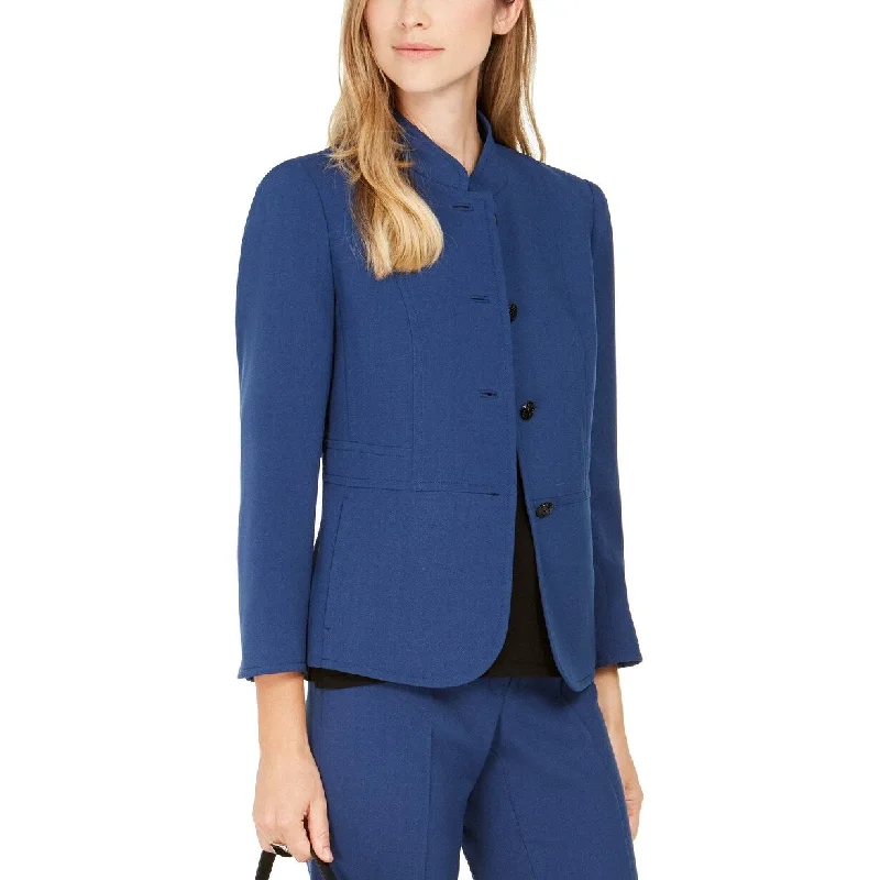 Anne Klein Women's Band-Collar Blazer Blue Size 2