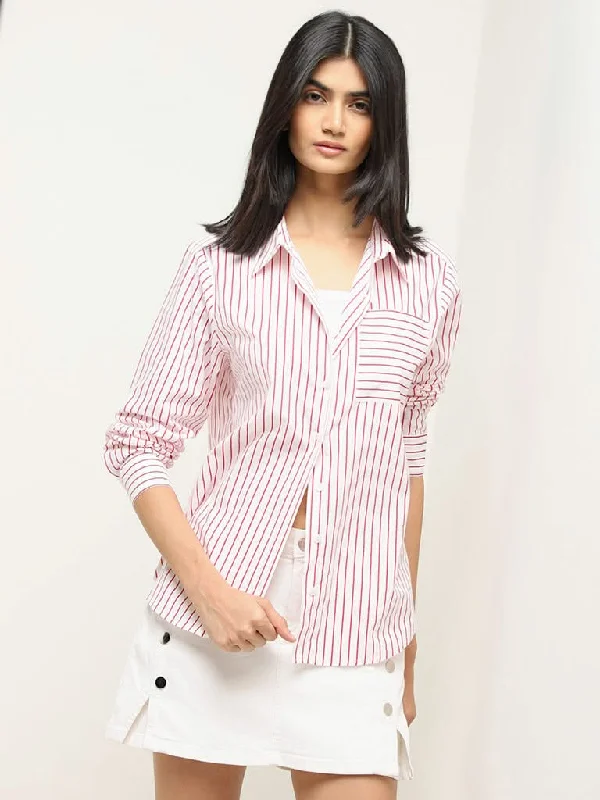 Nuon Red Striped Cotton Shirt