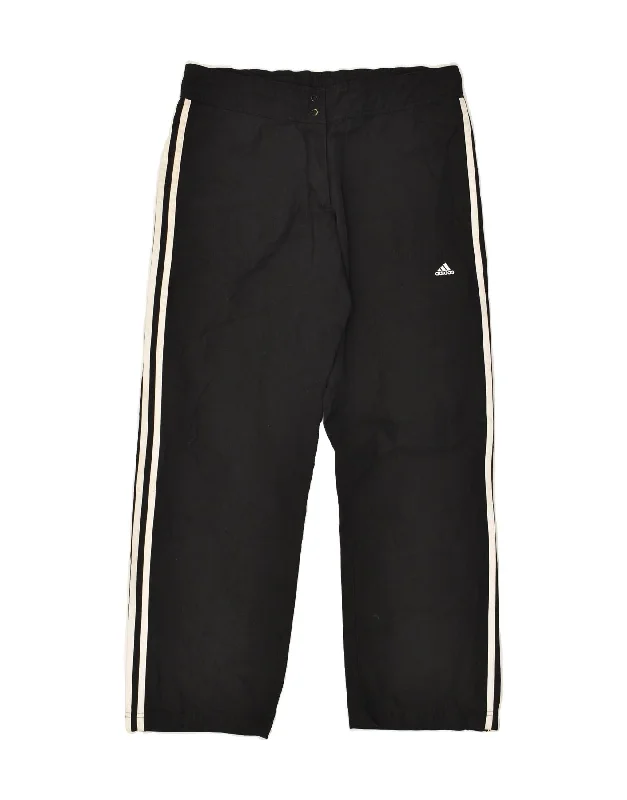 ADIDAS Womens Tracksuit Trousers UK 12 Medium Black Cotton