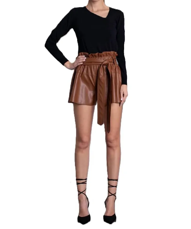 Juana Vegan Leather Short In Intense Rust