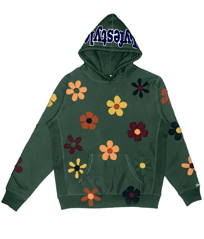 Forest Green Floral Lyfestyle Hoodie