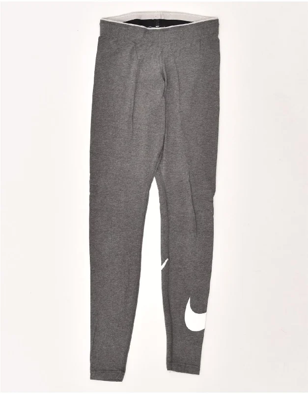 NIKE Womens Graphic Leggings UK 4 XS Grey Cotton