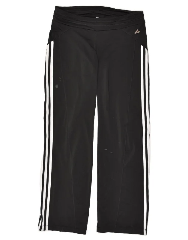 ADIDAS Womens Tracksuit Trousers UK 12 Medium Black Polyester