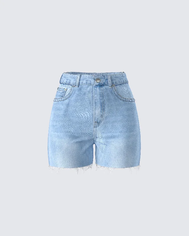 Yolande Blue Denim Cutoff Short