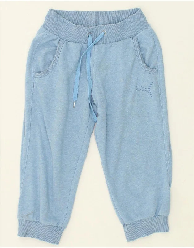 PUMA Womens Capri Tracksuit Trousers Joggers UK 8 Small Blue Cotton