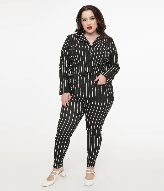 Tim Burton’s The Nightmare Before Christmas by Unique Vintage Plus Size Black & White Stripe Jack Skellington Stretch Pants