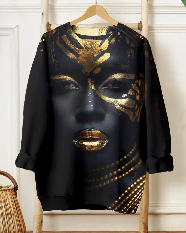 Tribal Black Woman Long Sleeve Sweatshirt