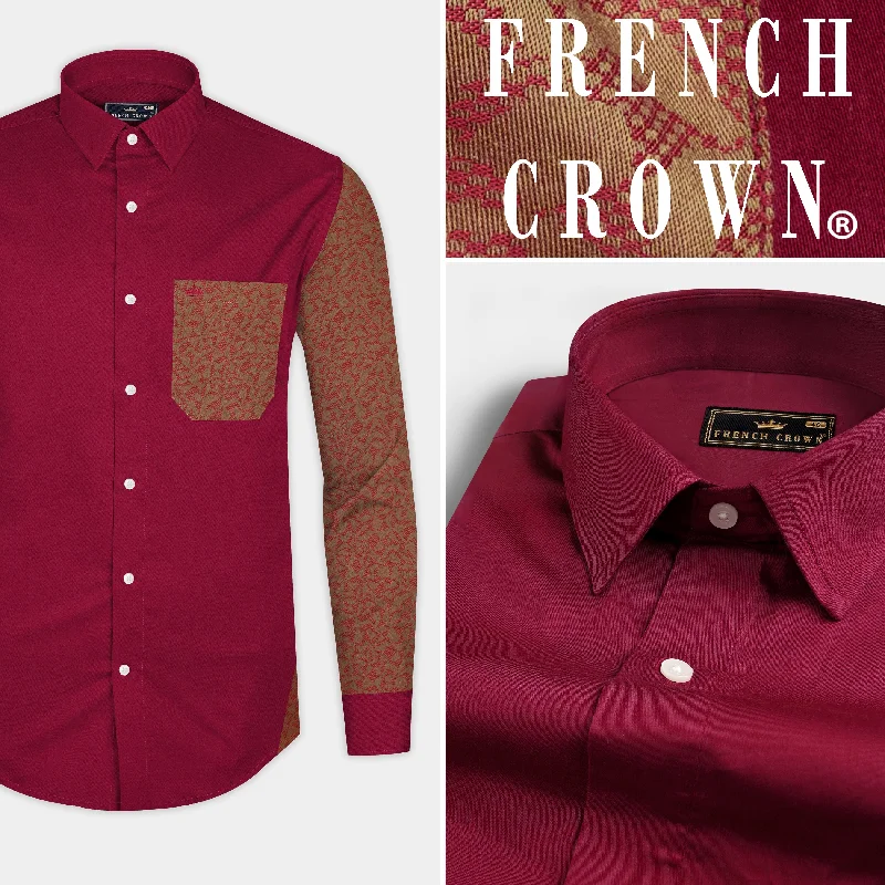 Claret Red with Antique Brass Super Soft Premium Cotton Designer Shirt