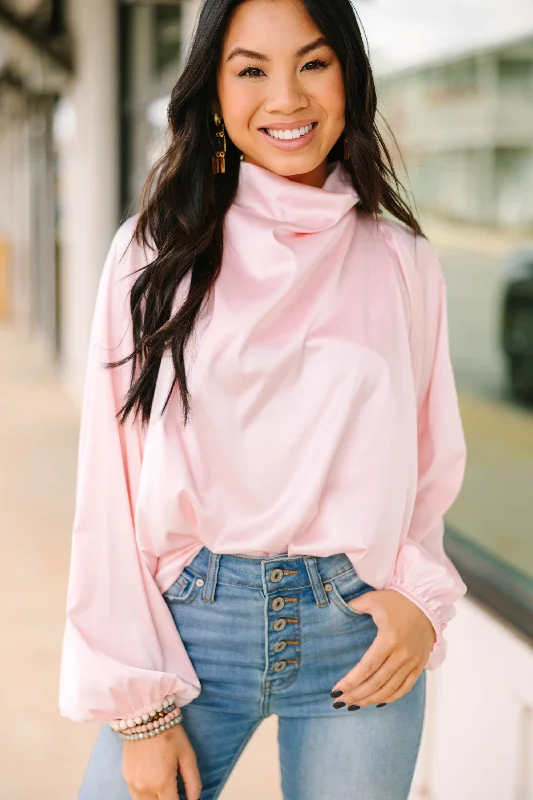 Embrace The Joy Blush Pink Satin Blouse