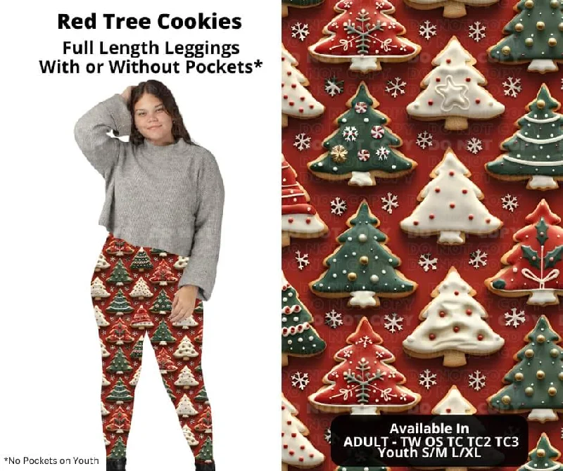 Red Tree Cookies Full Length Leggings w/ Pockets