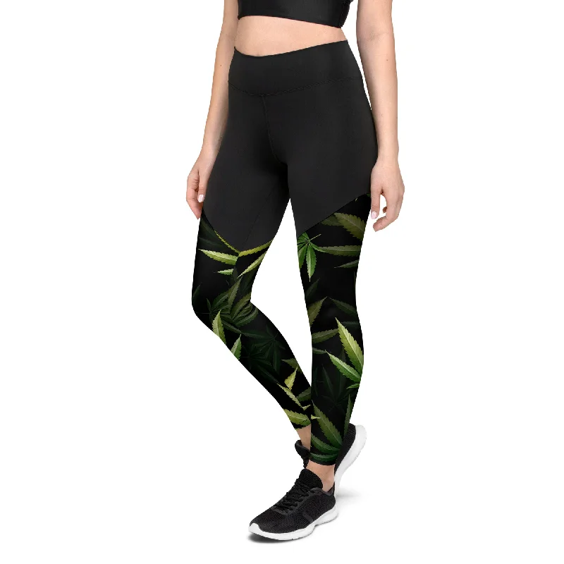 Real Cannabis Leaf Sports Leggings