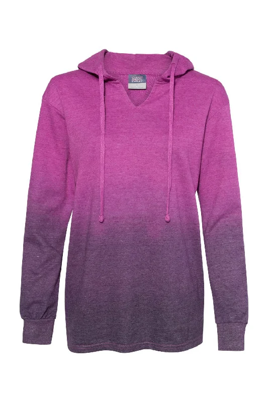 MV Sport Womens French Terry Ombre Hooded Sweatshirt Hoodie - Dragonfruit Pink/Navy Blue