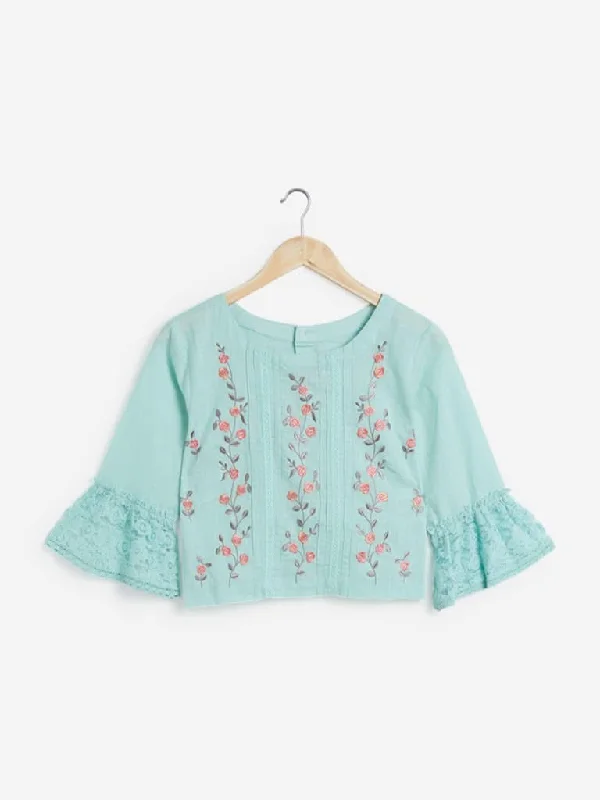 Bombay Paisley Turquoise Embroidered Crop-Top