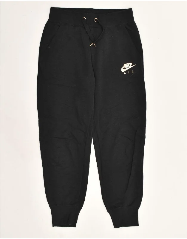 NIKE Womens Graphic Tracksuit Trousers Joggers UK 8 Small Black Cotton