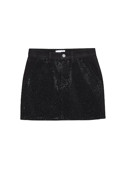 Le Mini Rhinestone Skirt - Noir Glitz