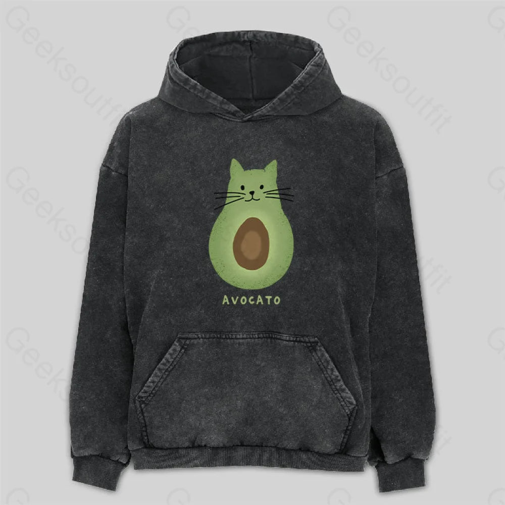 Avocato Cat Avocado Pun Washed Hoodie