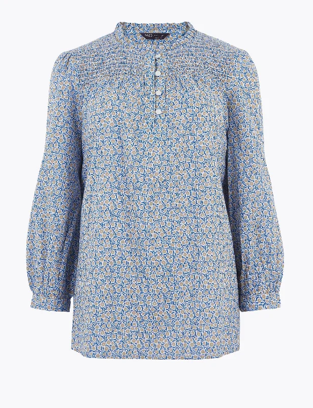 Cotton Printed Long Sleeve Blouse