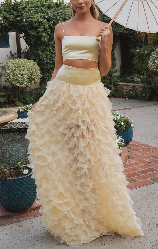 Meet Me at Midnight Skirt ~ Pale Yellow Ruffle Tulle