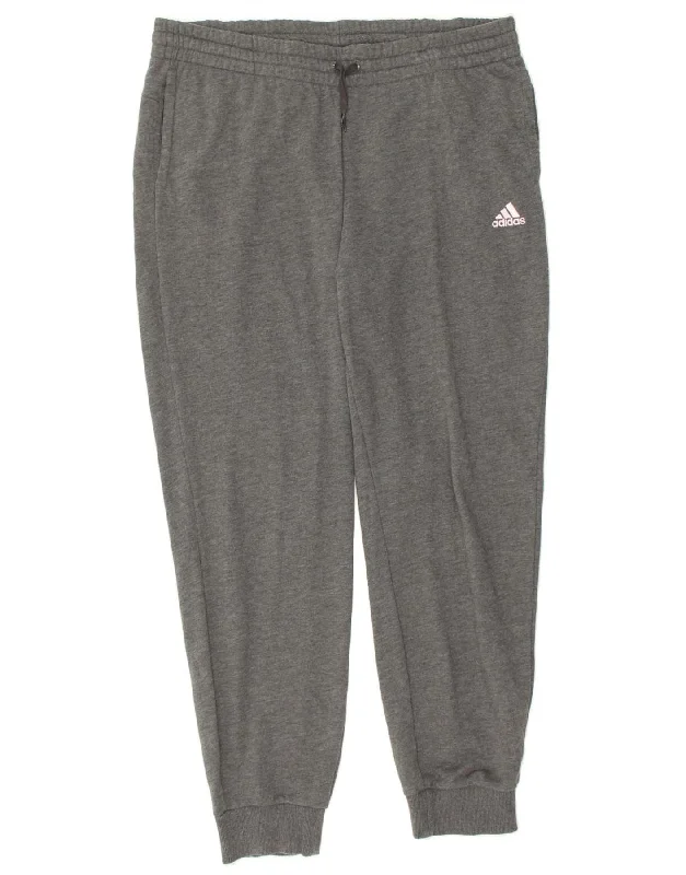 ADIDAS Womens Graphic Tracksuit Trousers Joggers UK 18 XL Grey Cotton