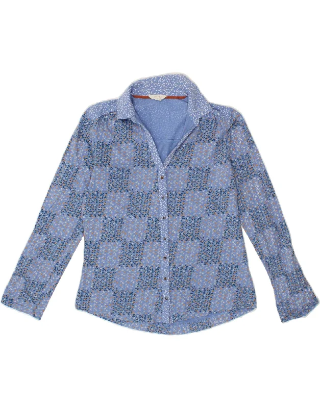 WHITE STUFF Womens Shirt Blouse UK 10 Small Blue Patchwork Cotton