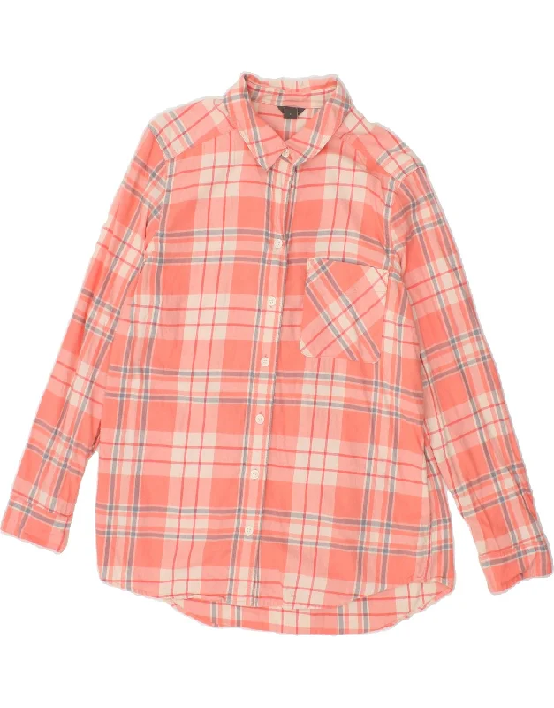 EDDIE BAUER Womens Shirt UK 16 Large Pink Check Cotton