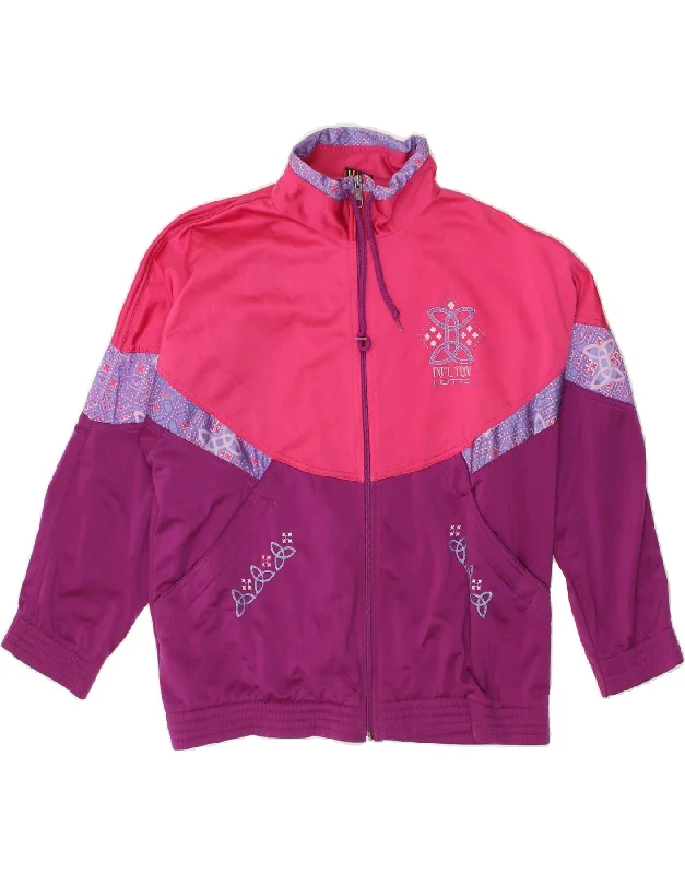 LOTTO Womens Tracksuit Top Jacket UK 14 Medium Pink Colourblock