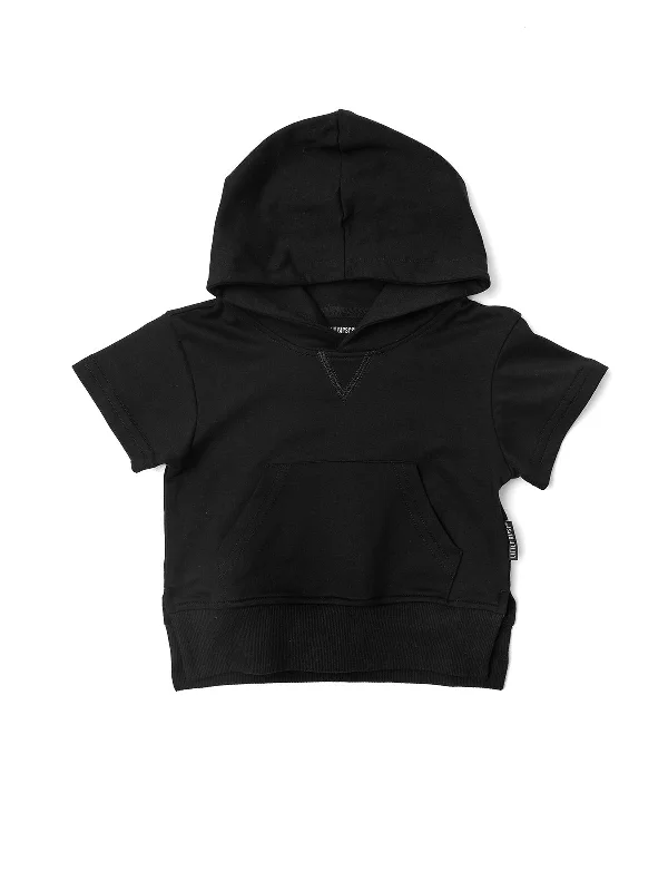 Short Sleeve Hoodie - Black