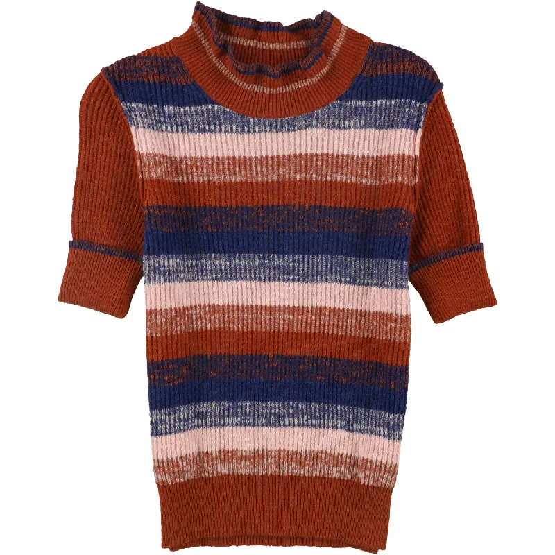 Free People Womens Striped Pullover Sweater, Orange, X-Small