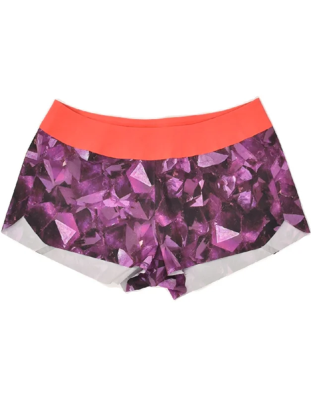 REEBOK Womens Cross Fit Sport Shorts UK 8 Small Purple Geometric Polyester