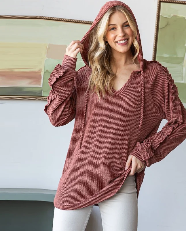 V-Neck Top with Ruffle Sleeves