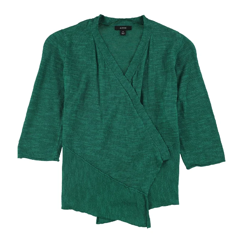 Alfani Womens Slub-Knit Cardigan Sweater, Green, X-Small