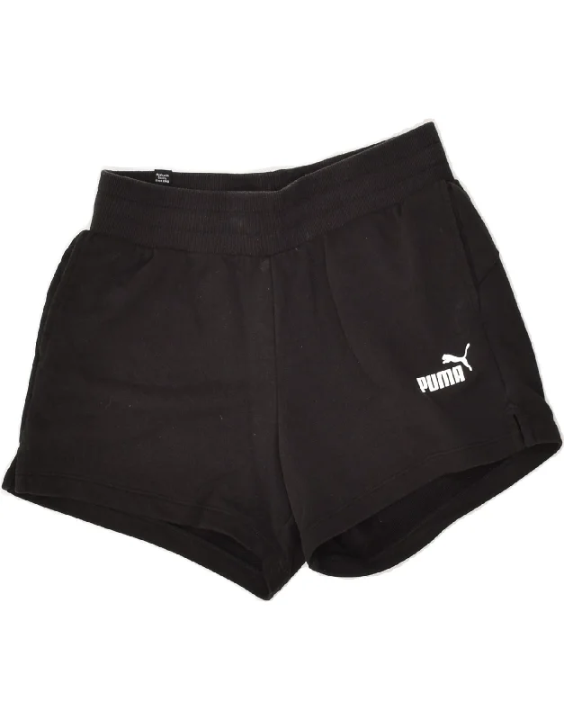 PUMA Womens Sport Shorts UK 10 Small Black Cotton