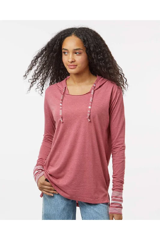 MV Sport Womens Heathered Jersey Hooded T-Shirt Hoodie - Dusty Rose Pink