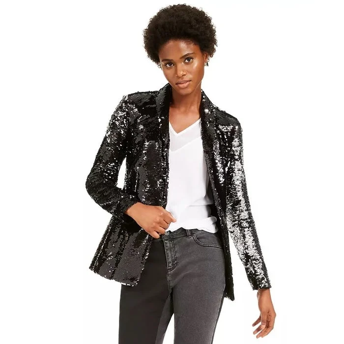 INC International Concepts Women's Allover-Sequin Blazer Black Size Extra Large