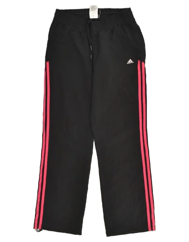 ADIDAS Womens Tracksuit Trousers UK 12 Medium Black Polyester