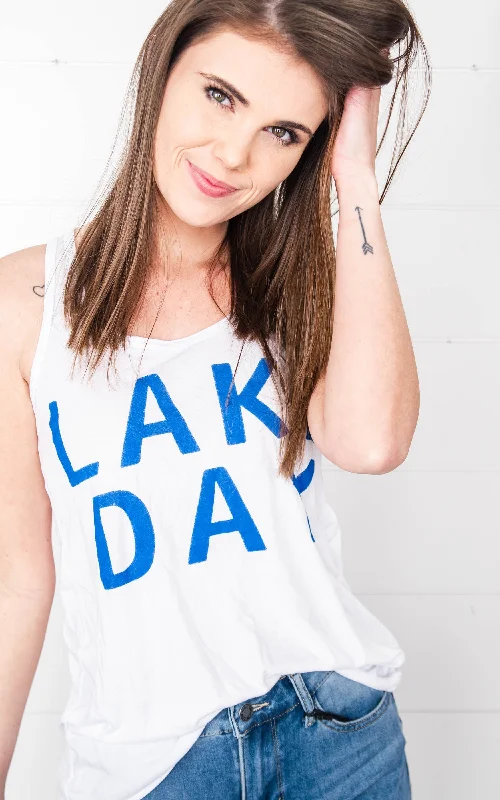 Lake Day Slouchy Tank Top - White** - Final Sale