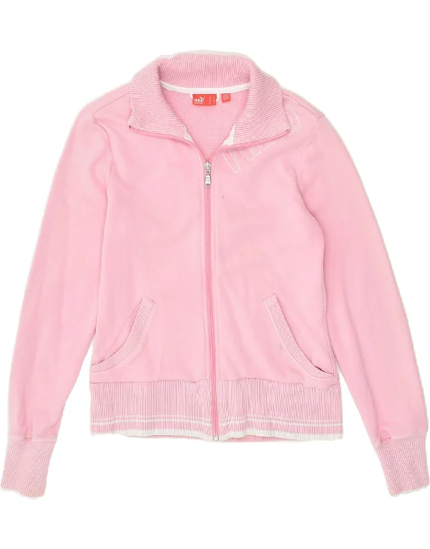 PUMA Womens Tracksuit Top Jacket UK 8 Small Pink Cotton