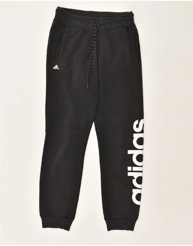 ADIDAS Womens Graphic Tracksuit Trousers Joggers Small Black Cotton