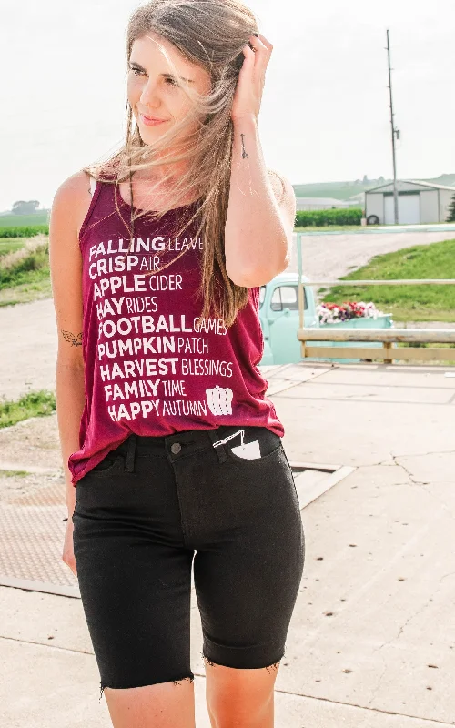 Falling Leaves Tank | Burgundy** - Final Sale