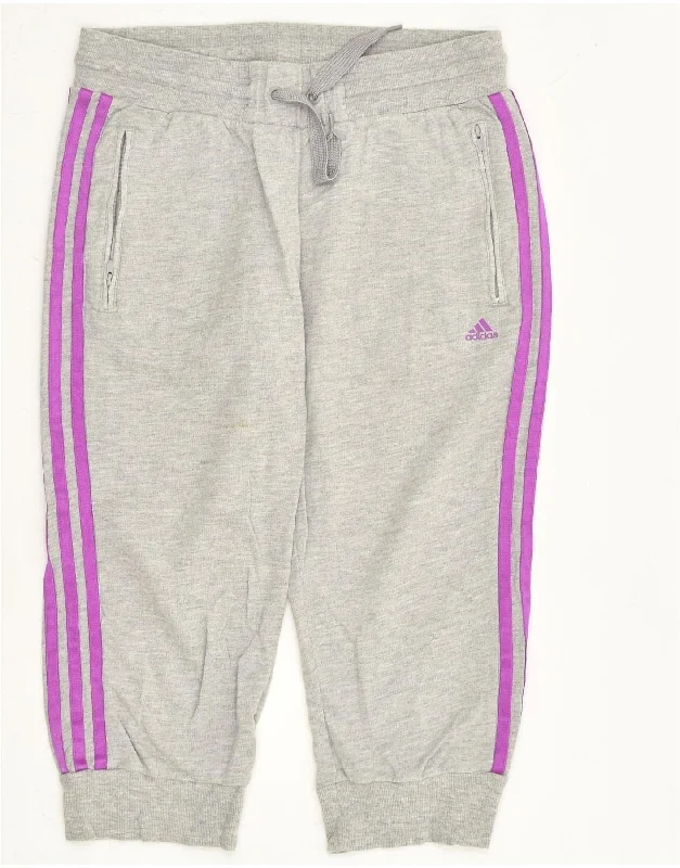 ADIDAS Womens Capri Tracksuit Trousers Joggers UK 4/6 XS Grey Cotton