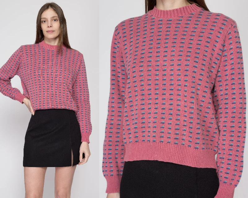 Medium 80s Pink Dash Knit Sweater