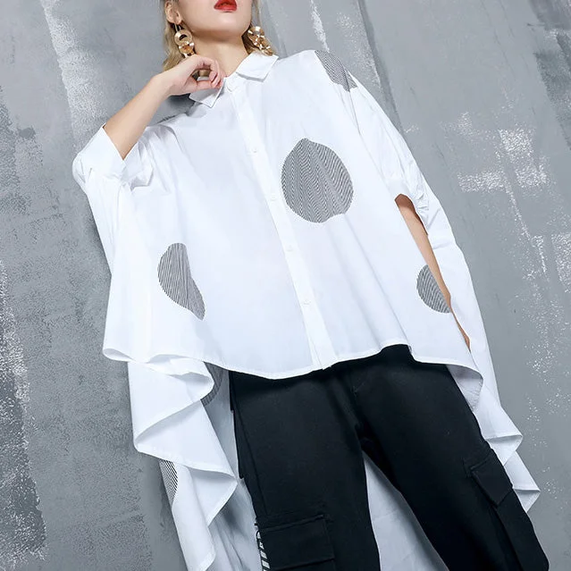 DIY asymmetric cotton clothes For Women 2024 Work Outfits whirt dotted oversized top