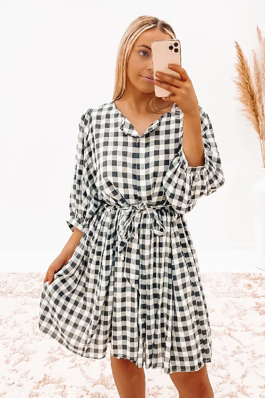 Ollie Mini Dress Black Check