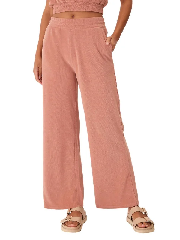 Sharie Towel Terry Wide Leg Pant In Dune