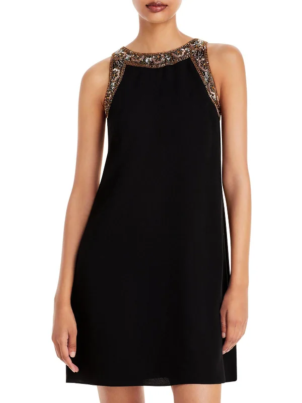 Womens Embellished Sleeveless Cocktail Dress