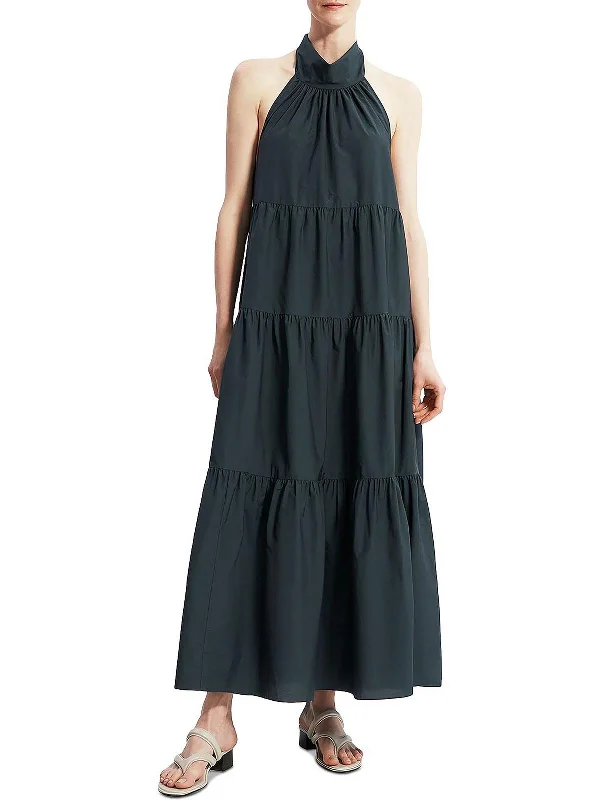 Womens Tiered Maxi Halter Dress